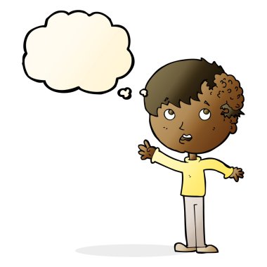 Düşünce baloncuğuyla büyüyen çizgi film çocuğu.