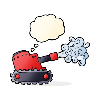 Düşünce baloncuklu karton ordu tankı