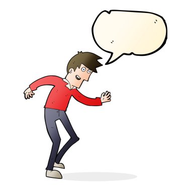 karikatür mutlu bir adam ile konuşma balonu dans