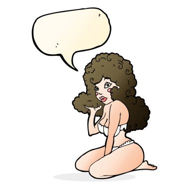 Konuşma balonlu karikatür kızı