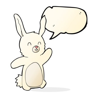 Konuşma balonlu mutlu tavşan çizgi filmi
