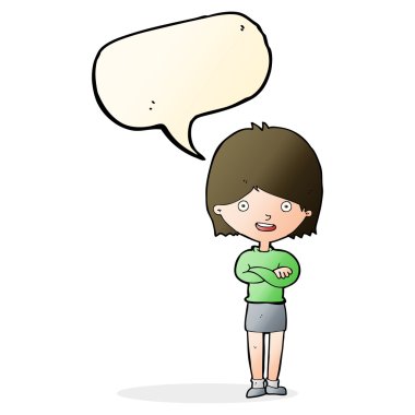 çizgi film mutlu kadın konuşma balonu ile