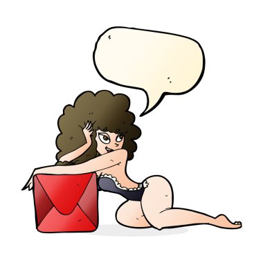 çizgi film PIN kadın kutusu ile konuşma balonu