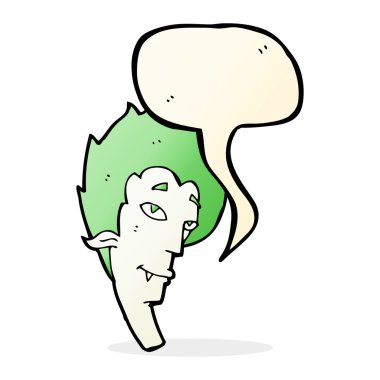 Konuşma balonlu bir vampir kafası.