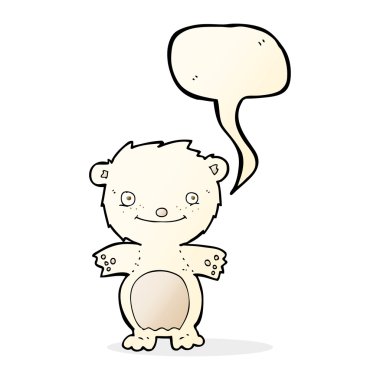 mutlu küçük kutup ayısı konuşma balonu ile çizgi film