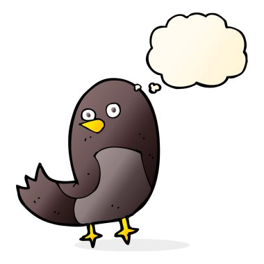 Düşünce baloncuklu çizgi film kuşu