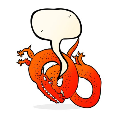 Konuşma baloncuklu çizgi film ejderhası