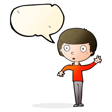 Konuşma baloncuğu olan çizgi film çocuğu.