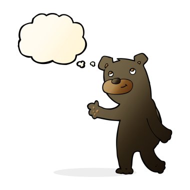 sevimli çizgi siyah ayı ile düşünce balonu