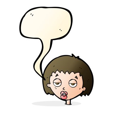 karikatür sıkılmış kadınla konuşma balonu