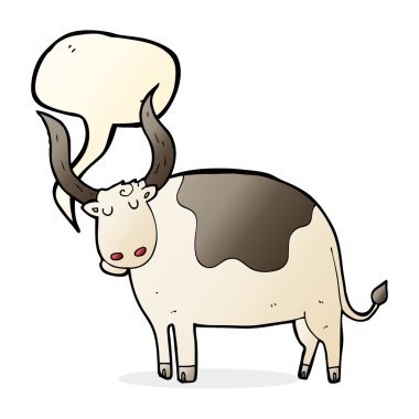 Konuşma baloncuklu çizgi film öküzü