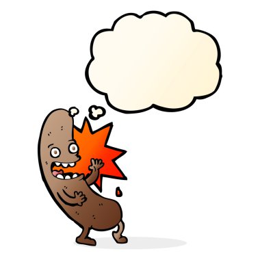 Düşünce baloncuklu çizgi film sosisi