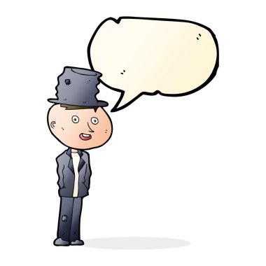 karikatür komik berduş adamla konuşma balonu