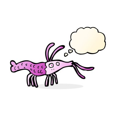 çizgi film karides ile düşünce balonu