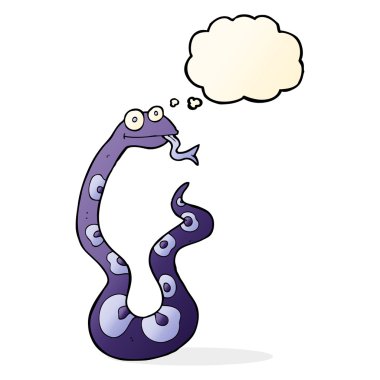 Düşünce baloncuklu çizgi film yılanı