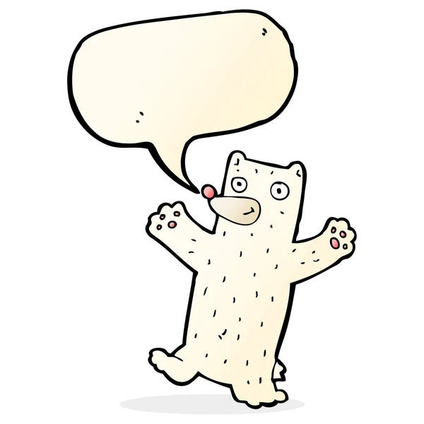 Мультяшный белый медведь с пузырём речи — стоковый вектор