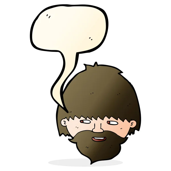 Καρτούν γενειοφόρος άνθρωπος με φούσκα ομιλία — Διανυσματικό Αρχείο