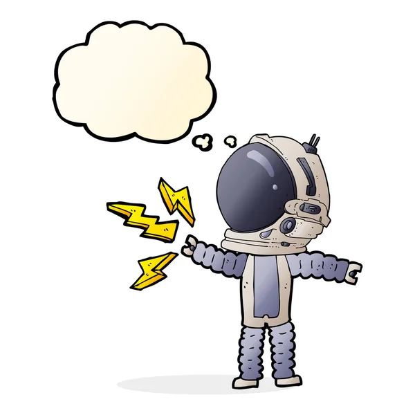 Cartoon astronaut met gedachte zeepbel — Stockvector