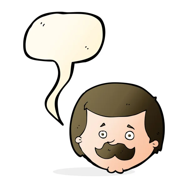 Hombre de dibujos animados con bigote con burbuja de habla — Vector de stock