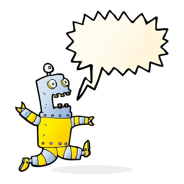 Tecknad livrädd robot med tal bubbla — Stock vektor