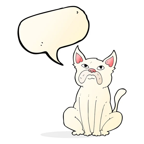 Karikatur mürrischer kleiner Hund mit Sprechblase — Stockvektor