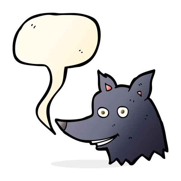 Tête de loup dessin animé avec bulle de parole — Image vectorielle