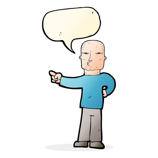 Cartoon pointing man with speech bubble — Stock Vector
