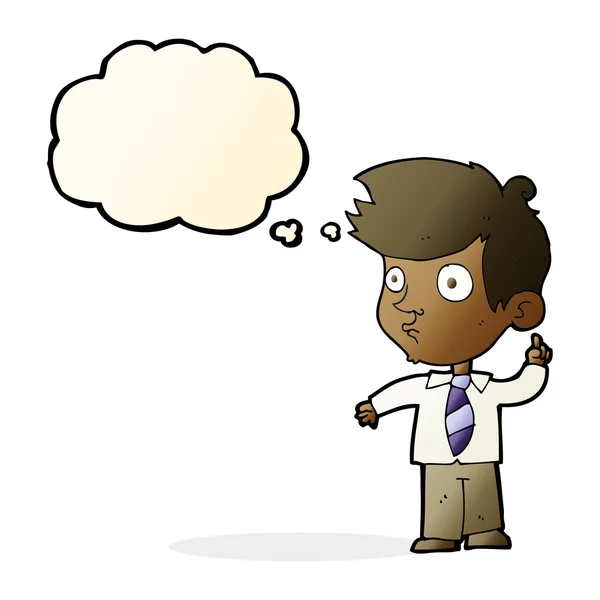 Dibujos animados chico haciendo pregunta con burbuja de pensamiento — Vector de stock
