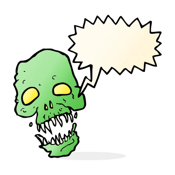 Cartoon scary skull with speech bubble — Stock Vector
