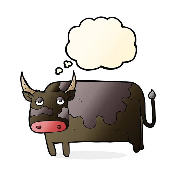 Мультяшна корова з бульбашкою думок — стоковий вектор