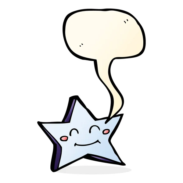 Desenho animado personagem estrela feliz com bolha de fala — Vetor de Stock