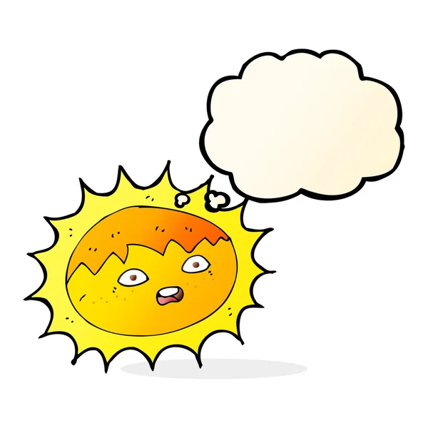 Мультяшне сонце з мисленням бульбашки — стоковий вектор
