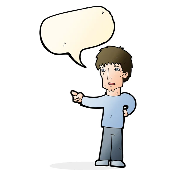 Dibujos animados apuntando hombre con burbuja del habla — Archivo Imágenes Vectoriales