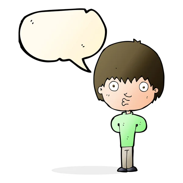 Καρτούν σφύριγμα αγόρι με φούσκα ομιλία — Διανυσματικό Αρχείο