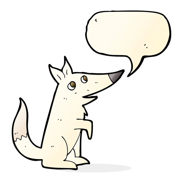 Louveteau de loup dessin animé avec bulle de parole — Image vectorielle