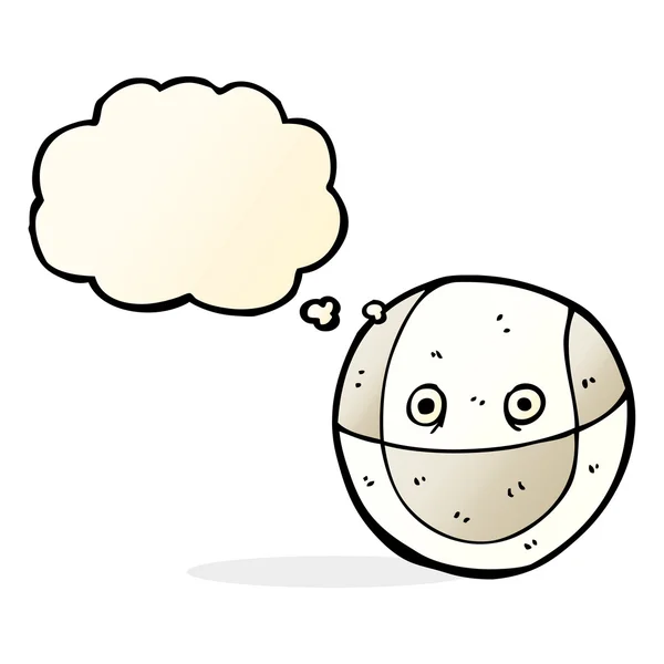 Bola de dibujos animados con burbuja de pensamiento — Vector de stock