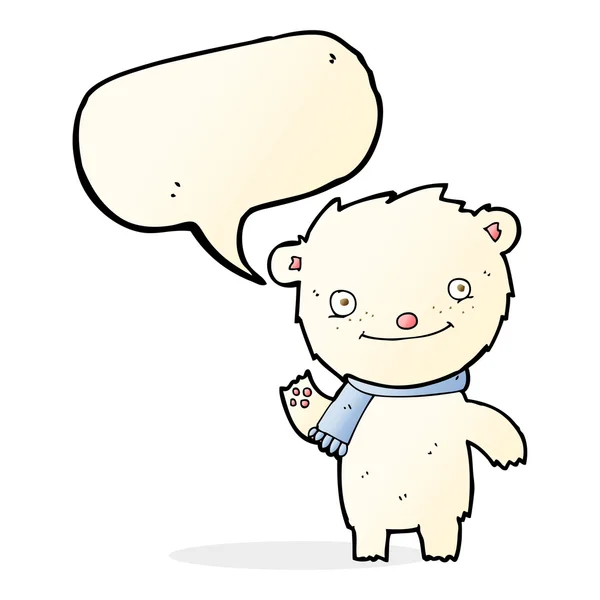Dibujos animados lindo oso polar con burbuja de habla — Archivo Imágenes Vectoriales
