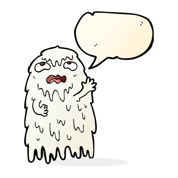 Мерзкий мультяшный призрак с пузырьком речи — стоковый вектор