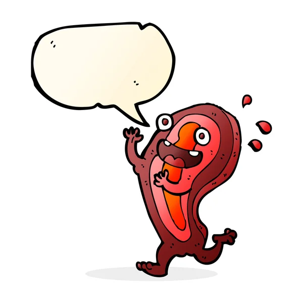 Carne personagem de desenho animado com bolha de fala — Vetor de Stock