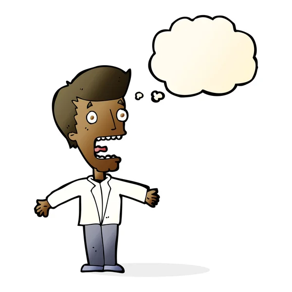 Dibujos animados gritando hombre con burbuja de pensamiento — Vector de stock