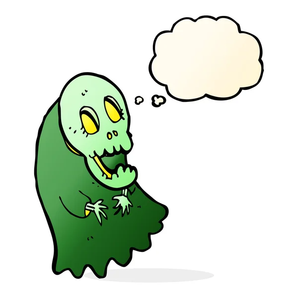 Ghoul assustador dos desenhos animados com bolha de pensamento — Vetor de Stock