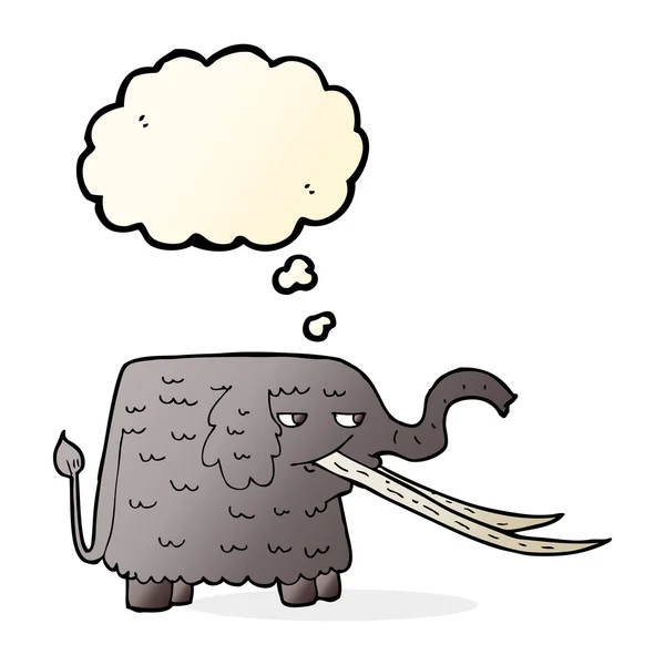 Zeichentrick-Mammut mit Gedankenblase — Stockvektor