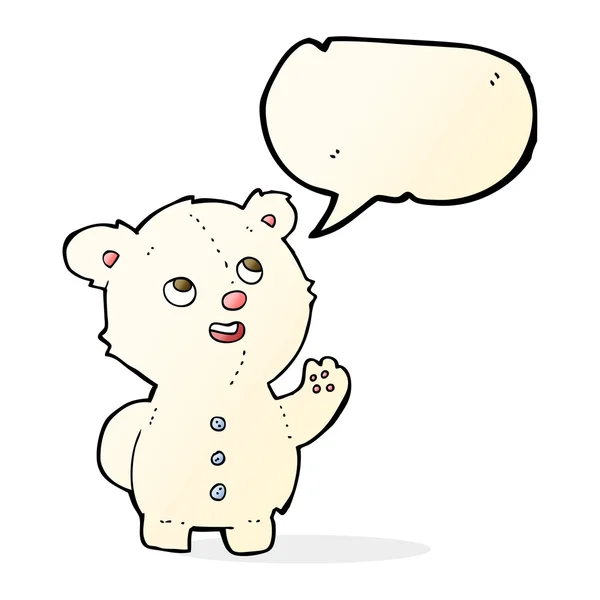 Cartoon cute polar bear cub with speech bubble — Stock Vector