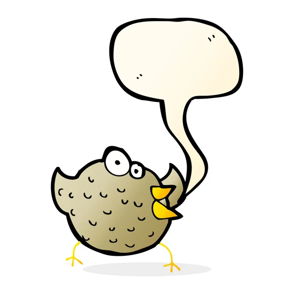 Cartoon happy bird with speech bubble — Stock Vector