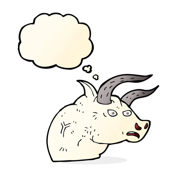 Dibujos animados cabeza de toro enojado con burbuja de pensamiento — Archivo Imágenes Vectoriales