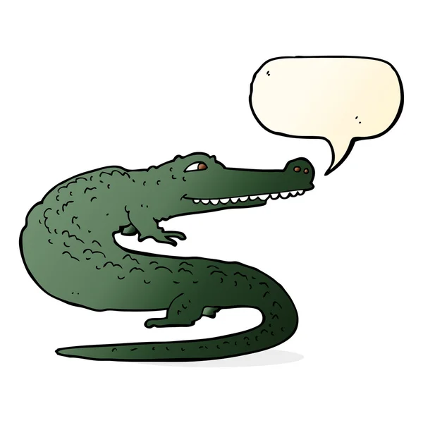 Crocodile de dessin animé avec bulle de parole — Image vectorielle