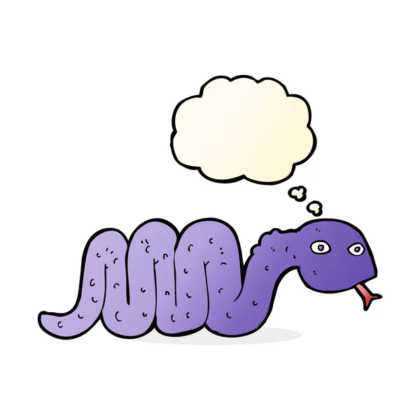 Drôle de serpent de dessin animé avec bulle de pensée — Image vectorielle