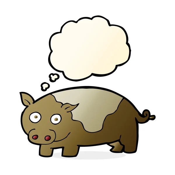 Cartoon pig with thought bubble — Stock Vector