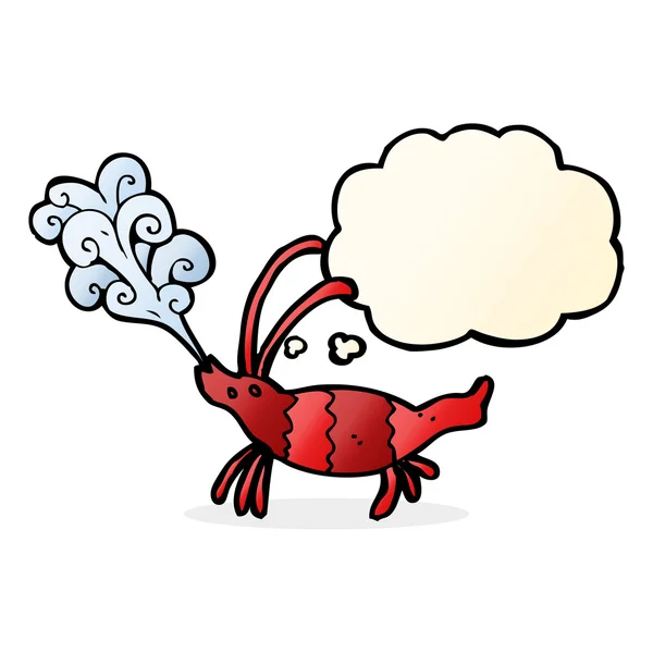 Cartoon shrimp with thought bubble — Stock Vector
