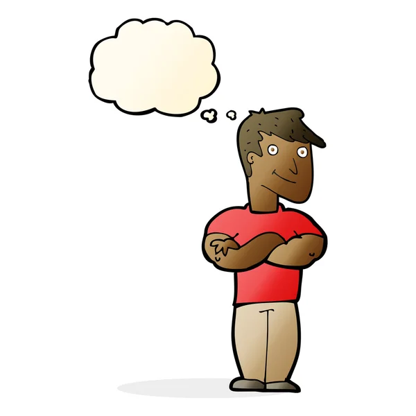 Μυϊκή άνδρα καρτούν με σκέψη φούσκα — Διανυσματικό Αρχείο